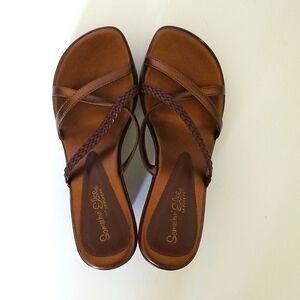 Skechers bronze slip on wedge sandals size 7